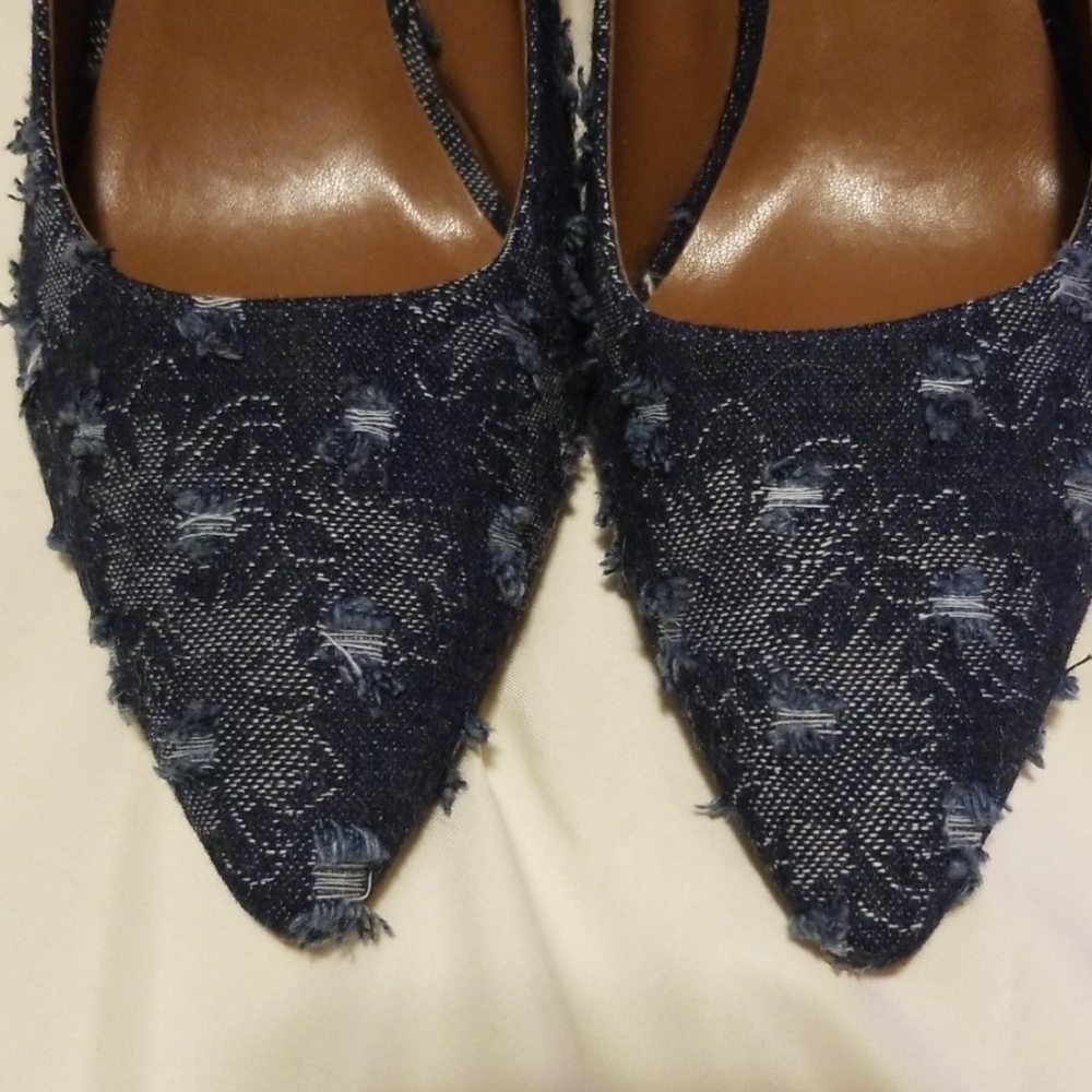 Texture denim heels